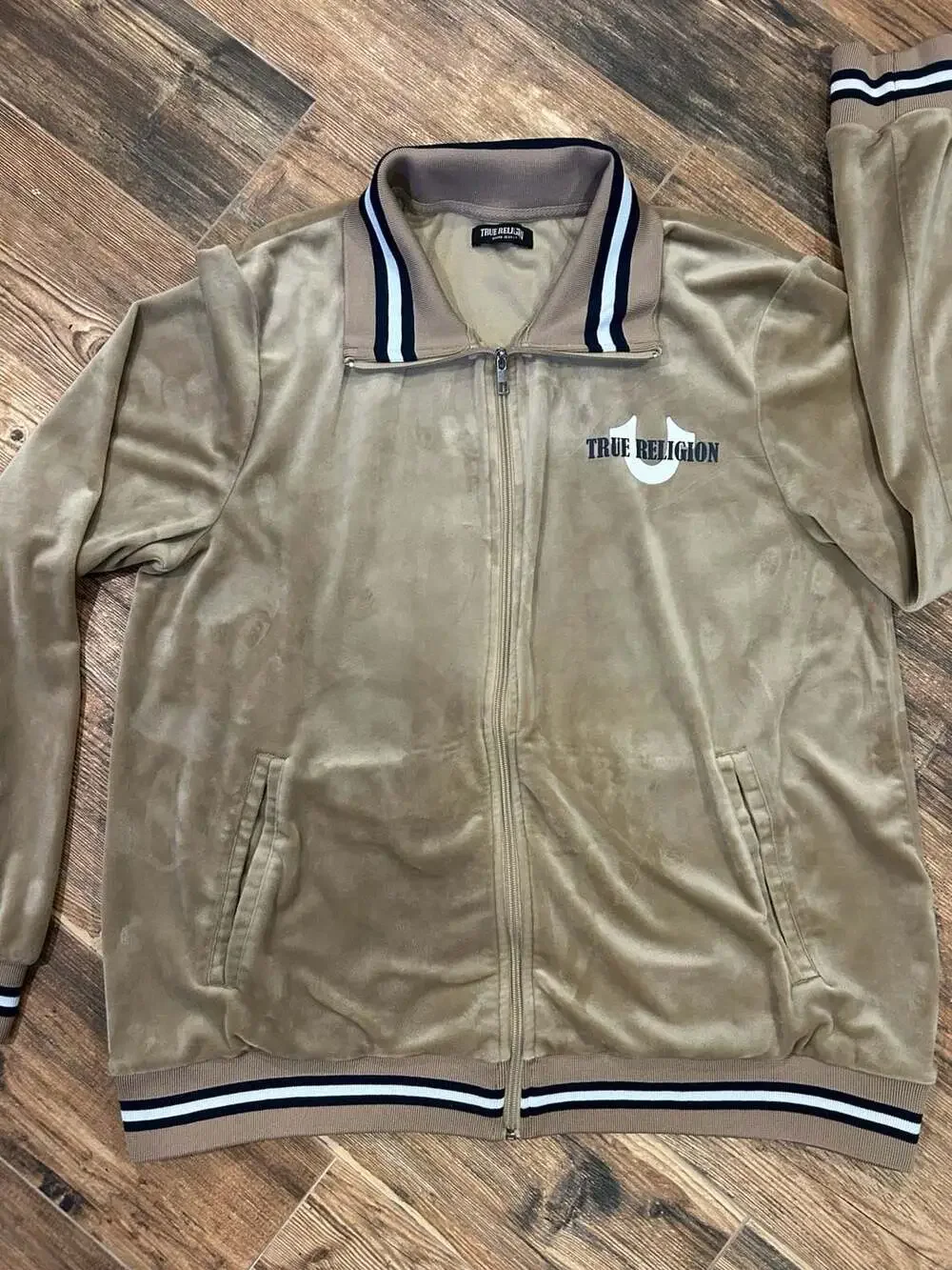 True Religion Velour Tour Track Jacket Travertine Tan